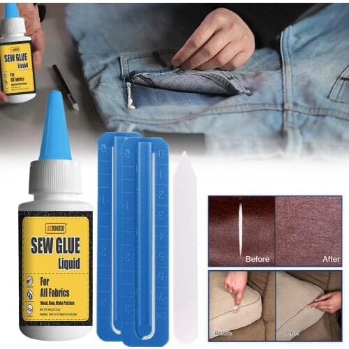 Liquid Bonding Glue Sew Glue Repair Kit For Leather Textile Mend Denim Clothes Decorative Crafting Natural Fabric Tools