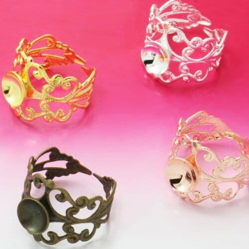 10pcs 8MM Bowl Noodles + Flower Ring Tray DIY Copper Plated Glass Ball DIY Jewelry Accessories Wholesale
