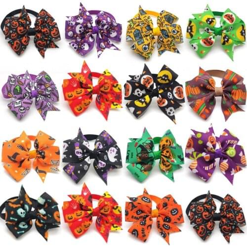 100pcs Halloween Dog Bow Ties Pet Dog Grooming Accessories Pumpkin Cat Dog Bowties Neckties Party Pet Supplies