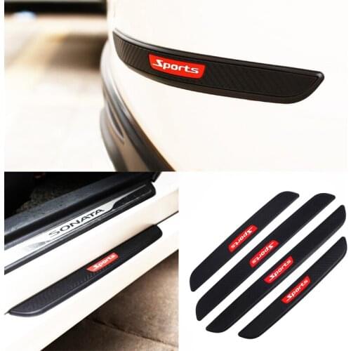4pcs Universal Car Threshold Protection Scratch Strip Rubber Auto Door Sill Protector Sticker Bumper Protector Scuff Plate White
