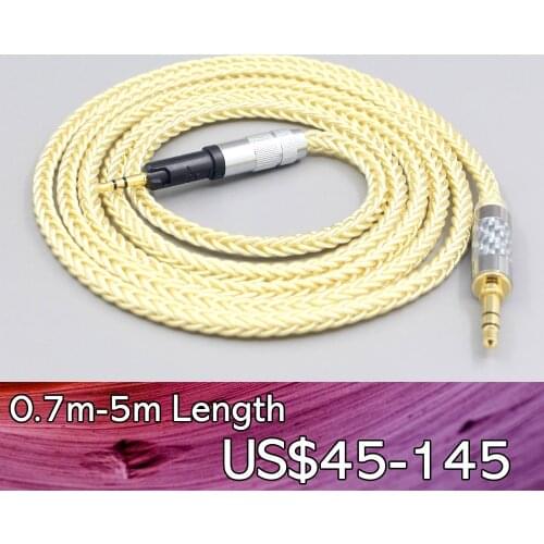 8 Core Gold Plated + Palladium Silver OCC Cable For Audio Technica ATH-M50x ATH-M40x ATH-M70x ATH-M60x Earphone Headphone