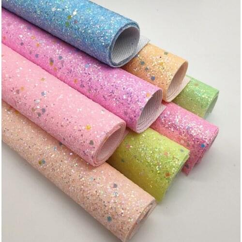 A4 sheet chunky girl color Shiny Glitter Fabric Leather For Earring Bows 1512