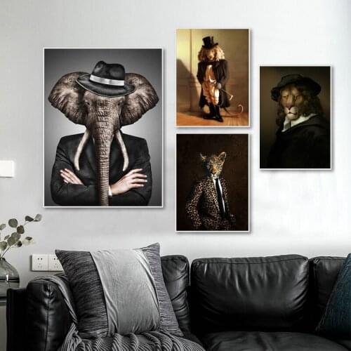 Abstract Modern Animal Posters And Prints Lion Tiger Elephant Wall Art Picture Canvas Poster Decoration Home Painting