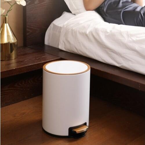 Big Nordic Waste Bin Waterproof Round Living Room Luxury Stainless Steel Trash Can Kitchen Cubo Reciclaje Home Products DG50WB