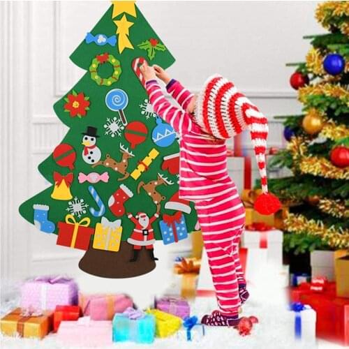 Kids Toy DIY Felt Christmas Tree Christmas Decoration For Home Christmas Ornaments Santa Claus Xmas Tree New Year Gifts