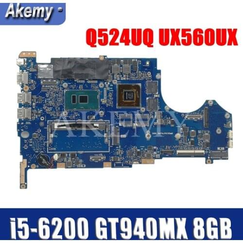 For Asus UX560U UX560UQK UX560UQ UX560UX Q524U Q524UQ Q524UX Laptop mainboard Motherboard i5-6200 CPU GT940MX 8GB-RAM