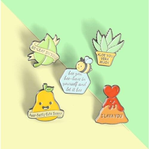 Plant Enamel Lapel Pins Personification Shape Be-Leaf in Yourself Brooches Backpack Cute Accessories for Women Custom Jewelry