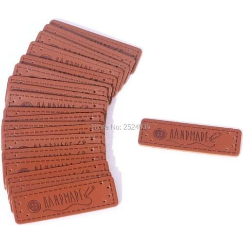 Clothing PU labels cute handmade labels garment hand made leather labels clothing tags 100 pcs a lot