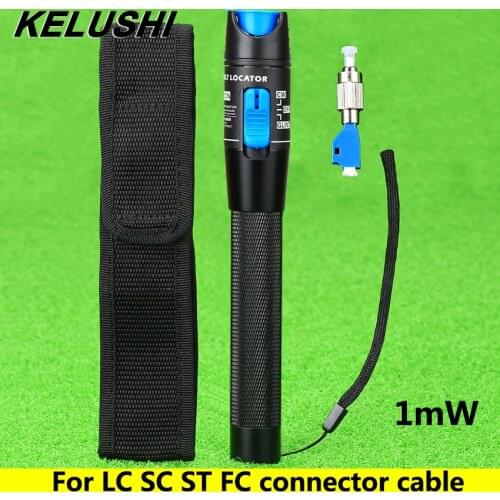 KELUSHI 1MW New FTTH optic Metal fiber optic tester with LC/FC/SC/ST Adapter fiber optica cable visual fault locator for CATV