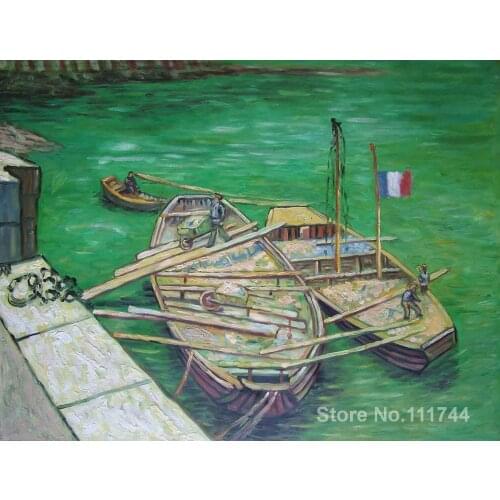 Copy oil paintings famous artist Quay with Men Unloading Sand Barges Claude Monet artwork handmade for home wall decoration