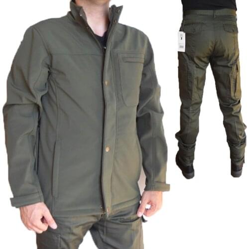 Suit jacket pant polycotton soft shell hunting windproof split rain