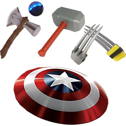 Childrens Shield/Thor Hammer/Axe/Wolf Claw Weapon Cosplay Props Kids Halloween Avengers Superhero Party Gift