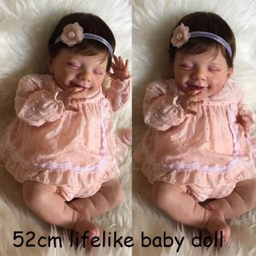 52CM Lifelike Reborn Baby Doll Popular Sleeping April Smiling Face High Quality Doll Real Soft Touch Cuddly Baby Drop Shipping