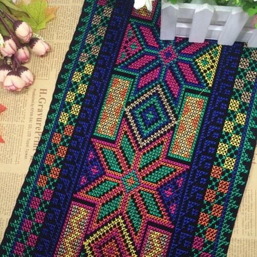 Miao cross stitch crochet fabric lace trim 24cm dress collar ribbon tape webbing ethnic tribal nepal thai india boho gypsy DIY