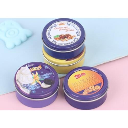 2Pcs 1/12 Scale Miniature Dollhouse Miniature Metal Cookies Box Miniatural Food for Dollhouse Decor Kids Toys