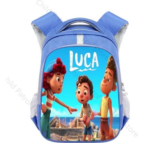 36cm Disney Fashion Cute School Backpacks for Boys Girls Anime Figures Backpack Luca Pixar Cartoon Printied Graphics School Bags