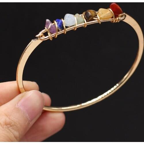 Natural Semi-precious Stone Open Gold Bracelet Crystal Bud for Jewelry Making Necklaces Gift for Women