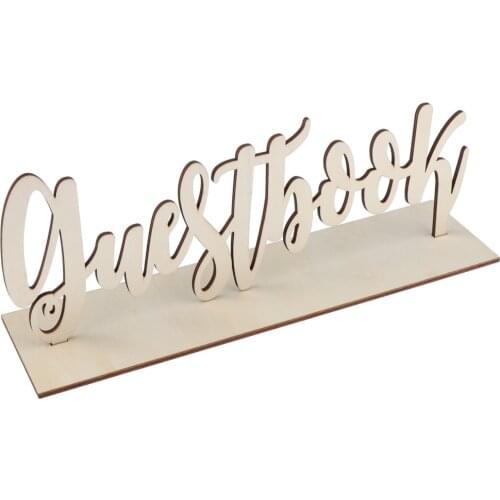 Unfinished Guestbook Wooden Directional Signature Table Sign Wedding Party Table Decorations