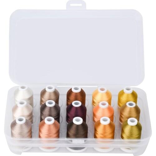 Simthread Brown Series Polyester Computer Machine Embroidery Thread Filament 500m*8 , Strong Strength, Super Sheen ,Light Weight