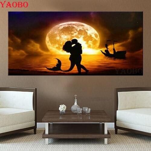 Full square round 5d Diamond painting Mermaid couple embroidery beads 5d cross stitch kits handwork mosaic rhinestone Large Size