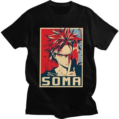 Awesome Shokugeki No Soma Tee Tops Men Short Sleeve Graphic Anime Manga Food Wars T-shirt Fitted Pure Cotton T Shirt Harajuku