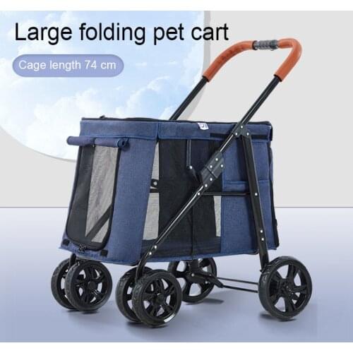 Large Pet Stroller For Dogs Multiple Pet Carts Big Dog Cart Folding Large Space 30kg Load Bearing Transportation A Walking Car