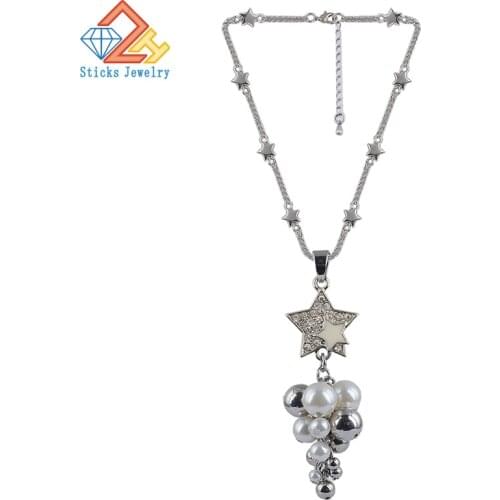 Luxury Three - dimensional Imitation Pearls Drops of Water Crystal Stars Necklace Party Gifts