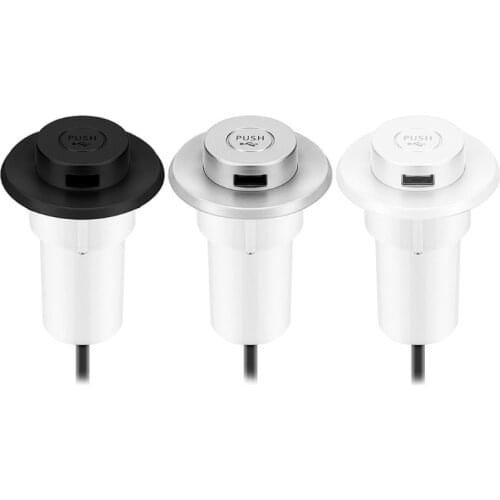 US/EU Plug Desk Hole Embedded USB Charger Lifting Hidden Extension Hub Adapter 1XCB