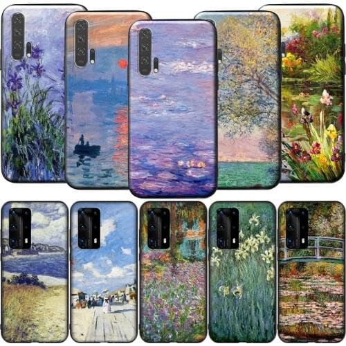 GX53 Claude Monet Silicone Case for Huawei P9 P10 P20 P30 P40 Y6 2018 Y7 Y9 Lite Pro Max Prime Mini