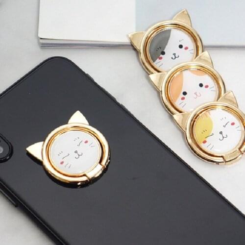 Finger Ring Holder 360 Degree Rotation Metal Ring Bracket for Iphone Huawei Xiaomi Mobile Phone Finger Holder Cute Cat Support