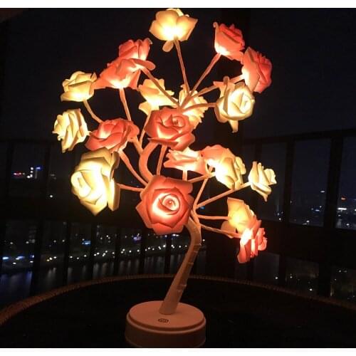 LED Table Lamp Lights Rose Flower Tree USB Night Lights Home Decoration Parties Xmas Christmas Wedding Bedroom Decor
