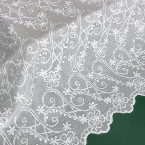 Pure- Cotton Cloth Double Side 3D Flower Milk-silk Embroidered Lace Fabric Handmade DIY Clothes Accessories Width 130cm 1Yard