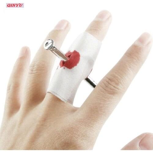 Horror Halloween Prop Funny Toy Nail Novelty Joke Toy Fake Nail Through Finger Trick Children Gags Jokes Halloween Decorations7Z