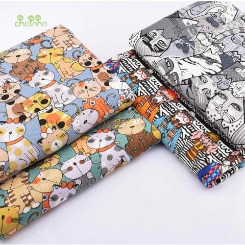 Cats & Dogs Patterns,Cotton Canvas Fabric,Handmade Sewing Fabric Clothes For Sofa Curtain Bag Home Decoration Material