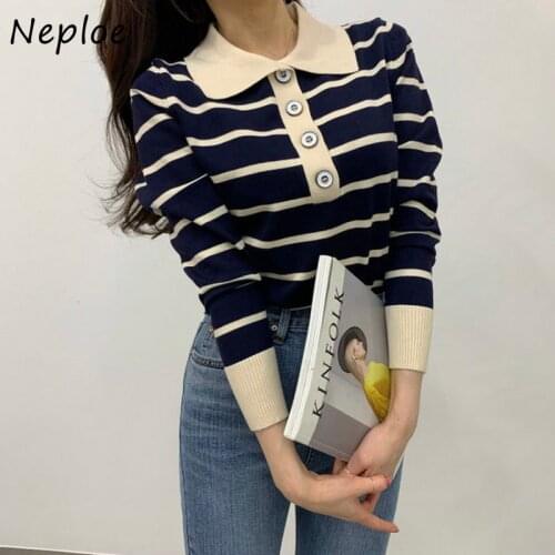 New Retro Loose Womens Sweater Single-breasted Small Lapel Sweater 2021 Korean Autumn and Winter Long Sleeve Pullover