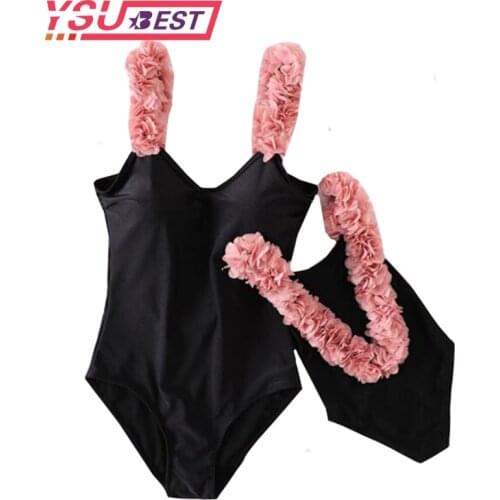 Sexy 3D Flower Strap Backless Mother Daughter Family Matching Swimwear Women Girl Floral One Piece Swimsuit High Quality Bikini