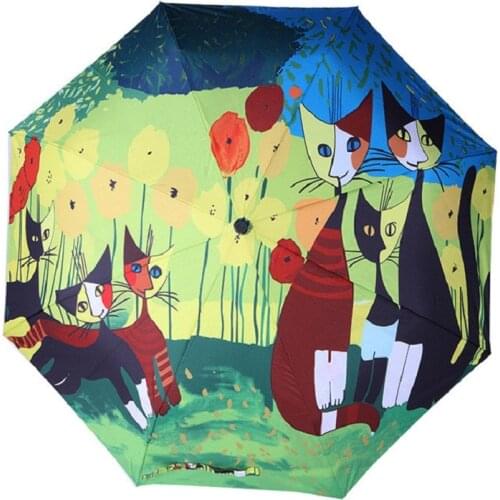 TIANQI Famous Oil Painting Umbrella Women Anti-uv Parosal Waterproof Umbrellas Cat paraguas
