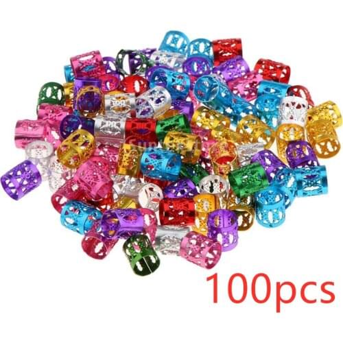 100Pcs Silver Golden Colorful Hair Beads For Dreadlocks Hair Braid Tubes Cuffs Beads Adjustable Dreadlock Bead Clip Kids Women