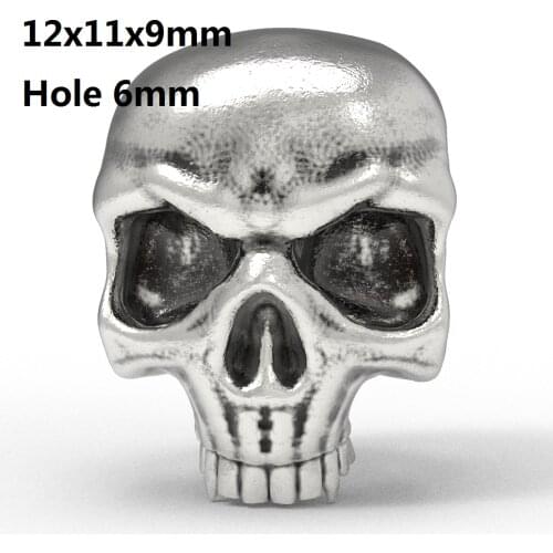 12x11x9mm Skull Hair Beard Beads Hole 6mm