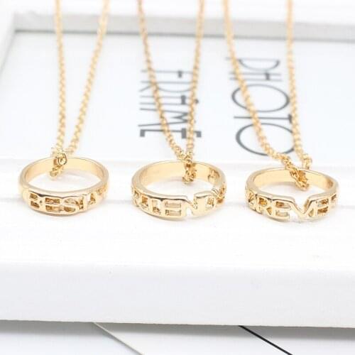 New Arrival Fashion Gold Color Alloy 3 PCS Best Friends Forever BFF Hollow Round Pendant Necklaces Trendy Link Chain Neckalce