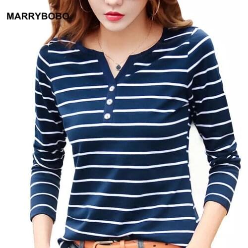 5XL Plus Size Women Slim Stripe Print Tee Shirt 2020 Autumn Cotton White T-Shirt Casual V-Neck Long Sleeve Tops