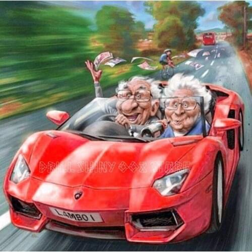 5D Diamond embroidery "Old couple driving a sports car" DIY diamond painting cross stitch resin full mosaic home decoration gift