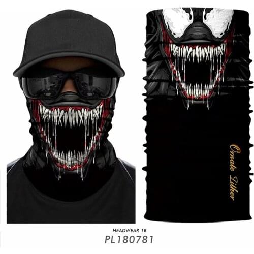 3D Punisher Mascarillas Bandana Scarfs Venom Face Shield Bufanda Breathable Ski Balaclava Braga Cuello Hombre Bicycle Headwear