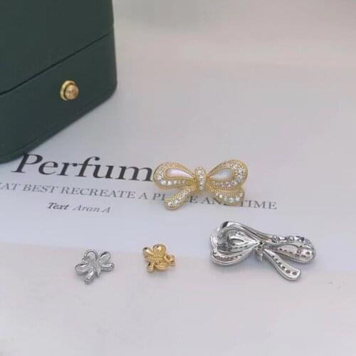 Bow Knot Shape Nice Quality S925 Sterling Silver Pendant Necklace Bracelet Clasp Hook NO PEARLS 5pcs/lot