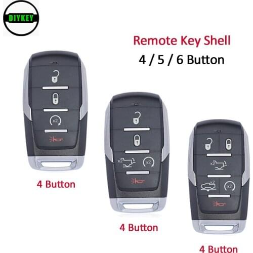DIYKEY Remote Key Shell Case 4 / 5 /6 Buttons for Dodge RAM 1500 Limited LongHorn Truck 2019 2020 FCC ID: OHT-4882056