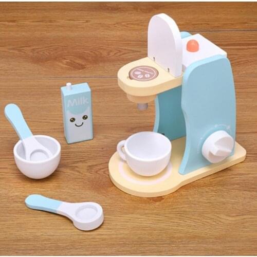 Wooden Kitchen Pretend Play Toy Set Simulation Wooden Coffee Machine Baking Toy Baby Early Learning Educational Toys