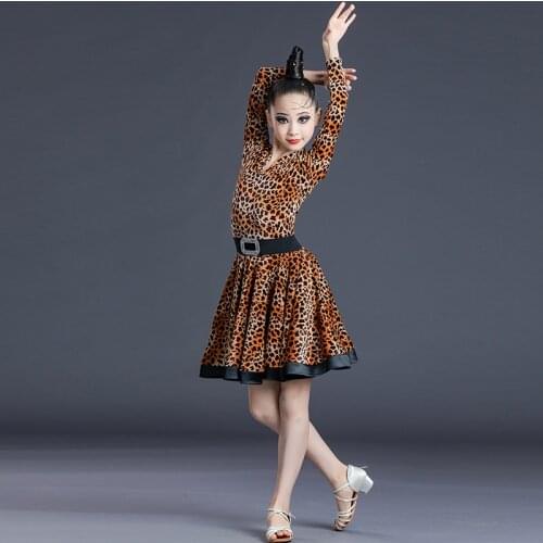 2020 Girls Latin Dance Dress Autumn Winter Velvet Long Sleeve Children Professional Grading Competition Costumes Dance Wear