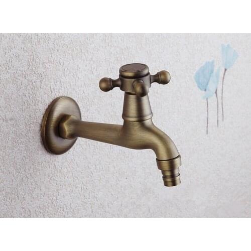 Long garden use Bibcock faucet tap/ Antique Brass Bathroom Wall Mount Washing Machine Water Faucet Taps