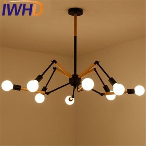 IWHD American Creative Spider Droplight Vintage LED Pendant Light Fixtures Loft Style Industrial Wind Hanging Lamp Lighting
