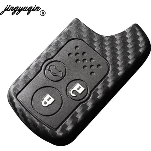Jingyuqin Silicone Carbon Fiber Car Key Case Cover Fob for Honda CRV 2012 2013 Crosstour 2010 Holder Remote Protect case